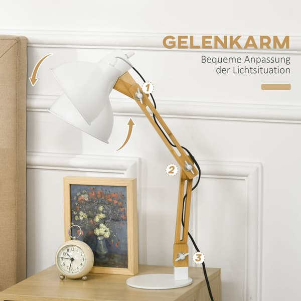 Skrivbordslampa, Aosom, 36x15.5x50 cm, Naturlig Vit
