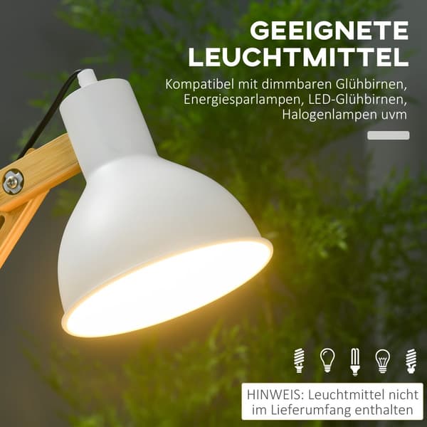 Skrivbordslampa, Aosom, 36x15.5x50 cm, Naturlig Vit