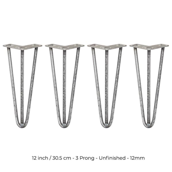 4 x 30 cm Hårnålsben - 3 Stänger - 12 mm - Stål