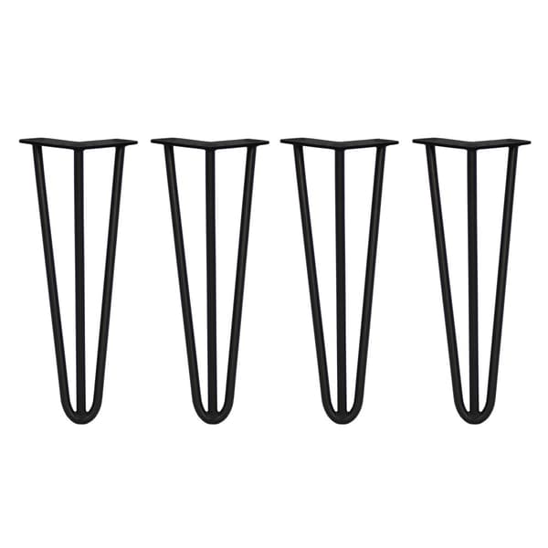 4 x 35 cm Hårnålsben - 3 Stänger - 12 mm - Svart