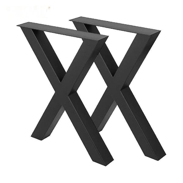 Metallbordsben i X-form - 1000KG bärförmåga, förborrade hål, korrosionsbeständiga 720x760MM black