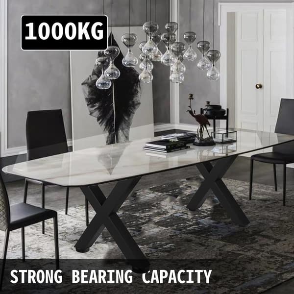 2st 400x395mm 1000kg lastbärande X-formad bordsben i metall med förborrade hål, lätt att montera, modern design, bred applikation