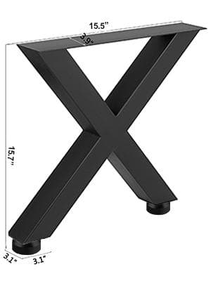 2st 400x395mm 1000kg lastbärande X-formad bordsben i metall med förborrade hål, lätt att montera, modern design, bred applikation