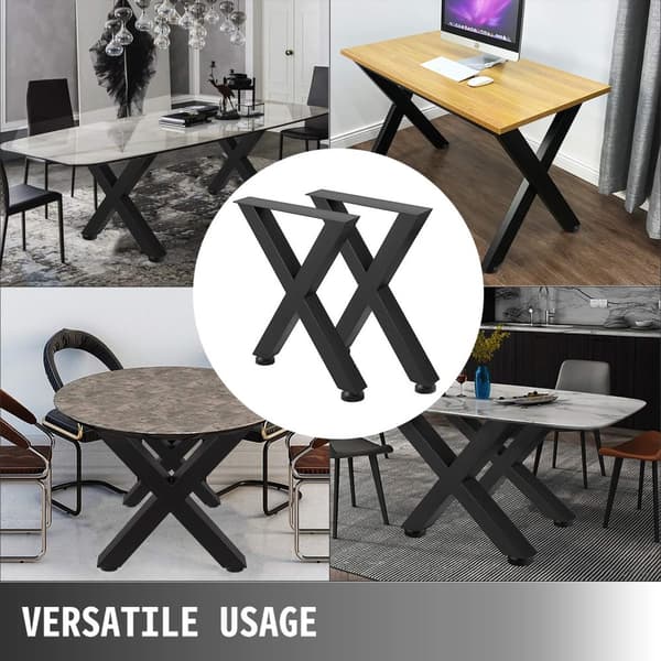 2st 400x395mm 1000kg lastbärande X-formad bordsben i metall med förborrade hål, lätt att montera, modern design, bred applikation