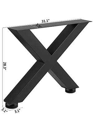2st 720x790mm 1000kg lastbärande X-formad bordsben i metall med förborrade hål, lätt att montera, modern design, bred applikation