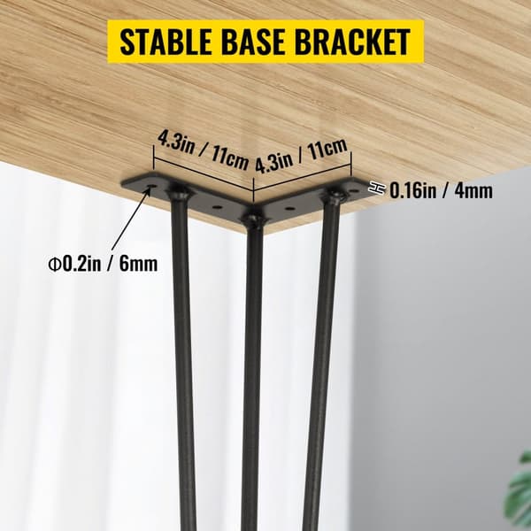 4st 20"/50,8cm 100kg kapacitet mångsidiga metallbordsben med golvskydd, högt hårnålsbordsben med tillbehör, lätt att montera