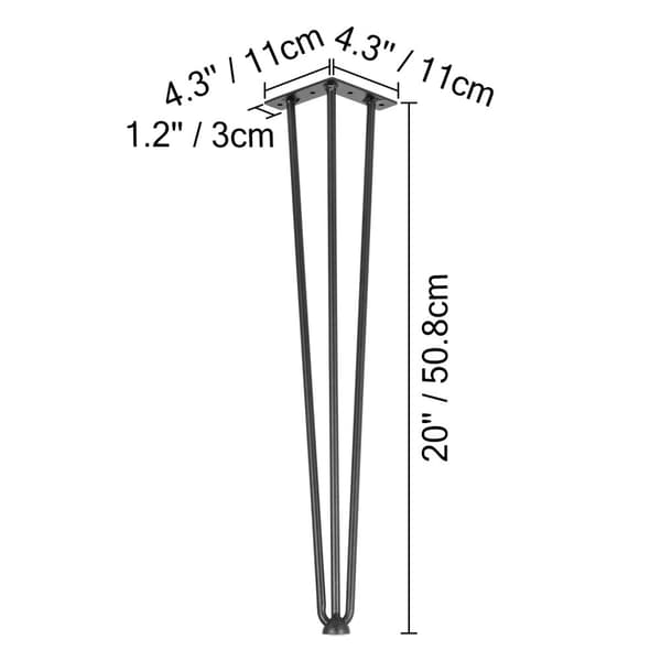 4st 20"/50,8cm 100kg kapacitet mångsidiga metallbordsben med golvskydd, högt hårnålsbordsben med tillbehör, lätt att montera