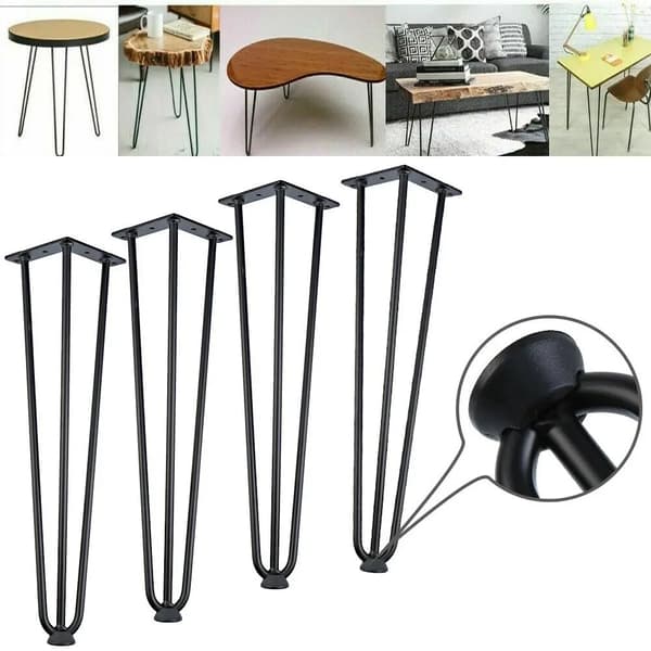 4st 24"/61cm 100kg kapacitet mångsidiga metallbordsben med golvskydd, högt hårnålsbordsben med tillbehör, lätt att montera