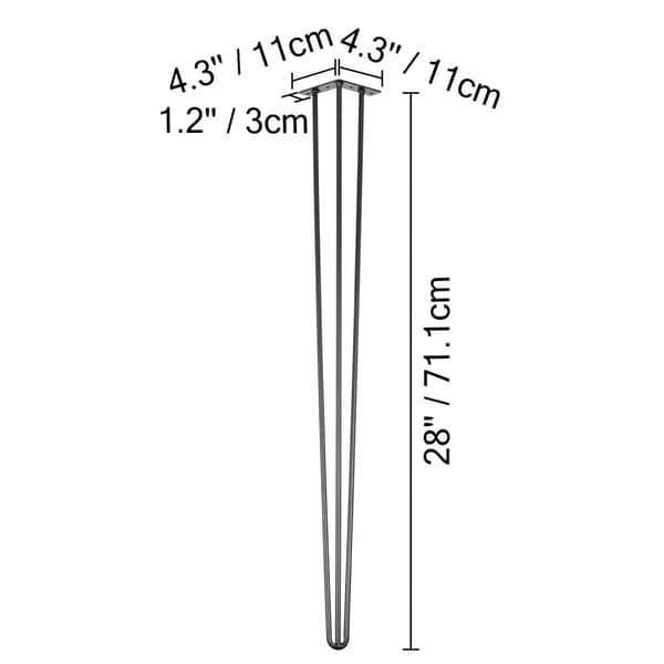 4st 28"/71,1cm 100kg kapacitet mångsidiga metallbordsben med golvskydd, högt hårnålsbordsben med tillbehör, lätt att montera