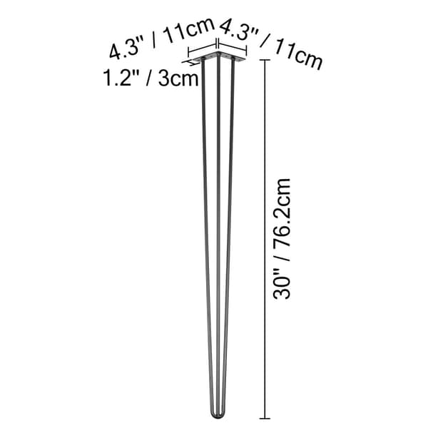 4st 30"/76,2cm 100kg kapacitet mångsidiga metallbordsben med golvskydd, högt hårnålsbordsben med tillbehör, lätt att montera