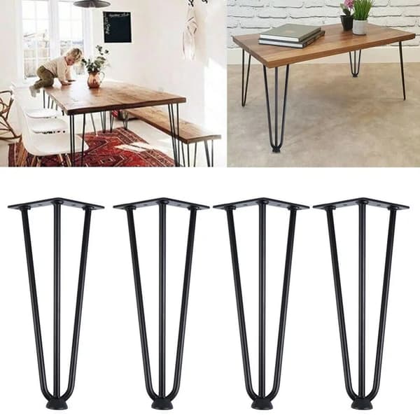 4st 36"/91,5cm 100kg kapacitet mångsidiga metallbordsben med golvskydd, högt hårnålsbordsben med tillbehör, lätt att montera