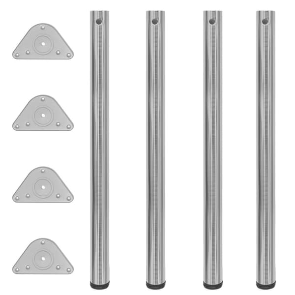 4 Korkeussäädettävää Pöydän Jalkaa Harjattu Nikkeli 870 mm