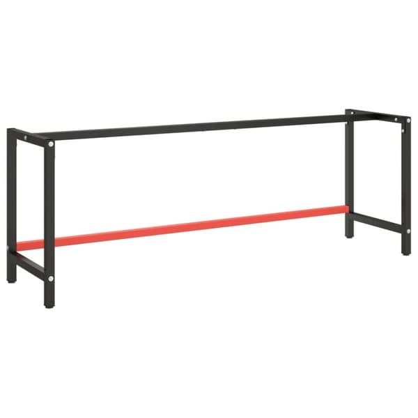 stel til arbejdsbænk 220x57x79 cm metal mat sort og mat rød