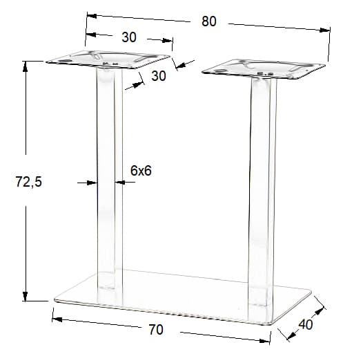 Bordfod - børstet rustfrit stål SH-3003-1/S/6 - 70x40 cm