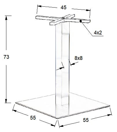 Bordfod - børstet rustfrit stål SH-3002-7/S - 55x55 cm