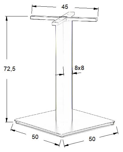 Bordfod - børstet rustfrit stål SH-3002-6/S - 50x50 cm