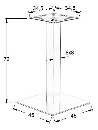 Pöytäjalusta - metalli SH-5002-5/B - 45x45 cm