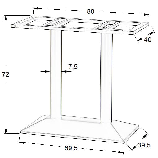 Pöytäjalusta - metalli SH-4001-2/B - 69,5x39,5 cm