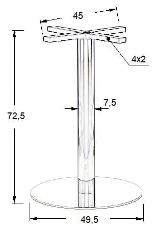 Pöytäjalusta - kiillotettu ruostumaton teräs SH-3001-6/P - &#8709 49,5 cm