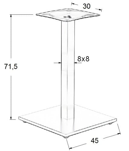 Bordsunderrede - polerat rostfritt stål SH-2002-1/P/8 - 45x45 cm
