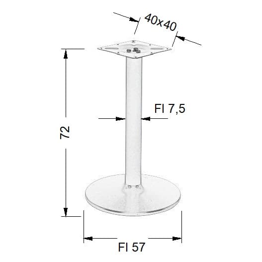 Pöytäjalusta - metalli NY-B006/72 - &#8709 57 cm, musta