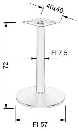 Bordsfot - metall NY-B006/57/72 vit