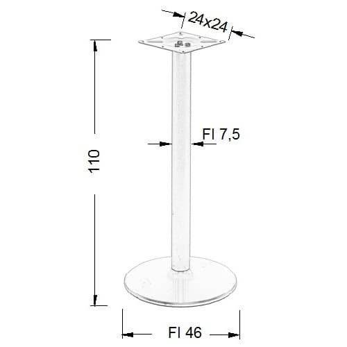 Bordsfot - metall NY-B006/110 - &#8709 46 cm, svart