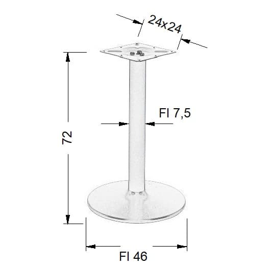 Pöytäjalusta NY-B005/72 kromi - &#8709 46 cm, kromi