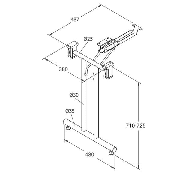 Fällbara ben för skrivbord och bord SC-921 - 48 cm, svart