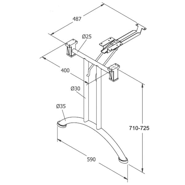 Fällbara ben för skrivbord och bord SC-922 - 59 cm, aluminium