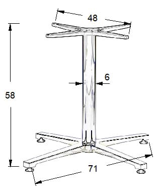 Pöydänjalusta - alumiini SH-7700/L/A alumiini - 71x71 cm