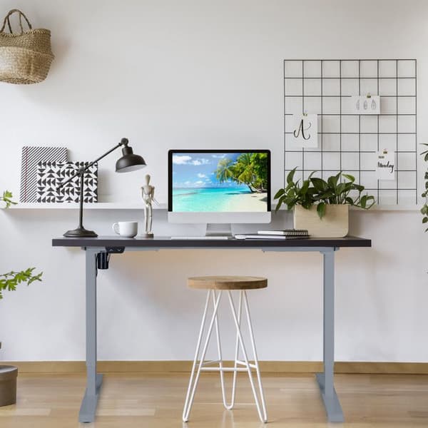 Relaxdays Höjdjusterbart bordben, elektriskt, utökningsbart, sågben, 71-121 cm, bordram, stål, grå