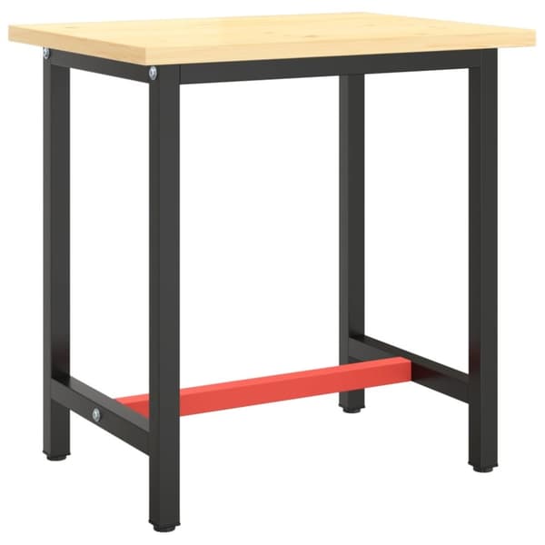 vidaXL Ram för arbetsbänk matt svart och matt röd 70x50x79 cm metall - Bordsben
