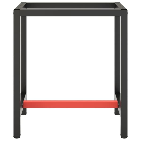 vidaXL Ram för arbetsbänk matt svart och matt röd 70x50x79 cm metall -  Bordsben