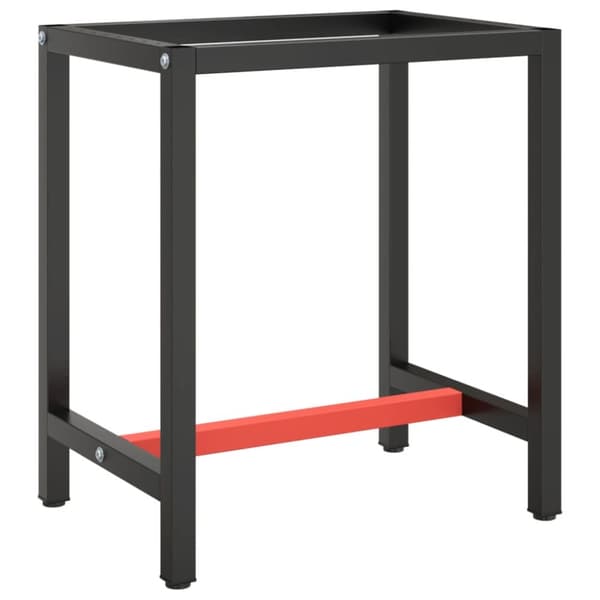 vidaXL Ram för arbetsbänk matt svart och matt röd 70x50x79 cm metall -  Bordsben