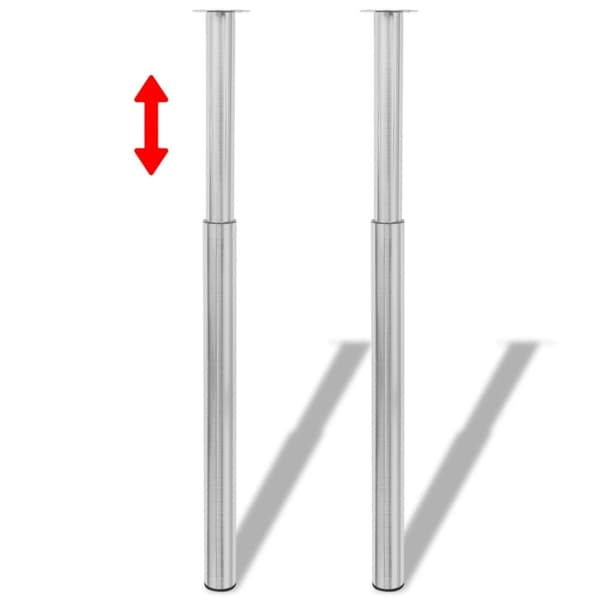2 Teleskopiska bordsben i borstad nickel 710 mm-1100 mm -  Bordsben