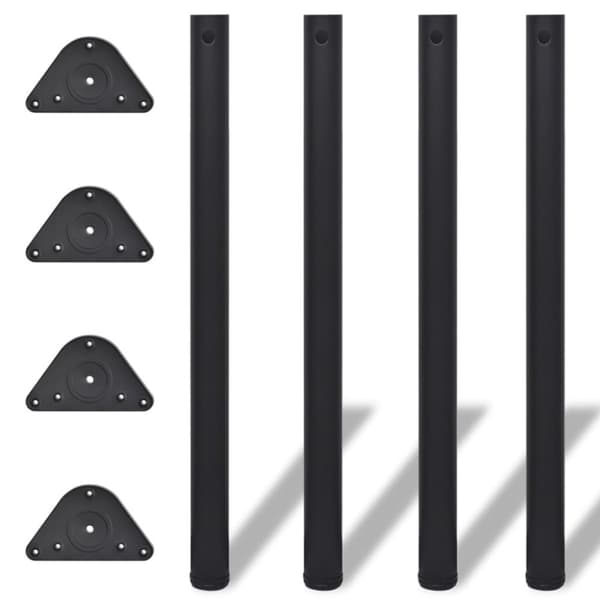 4 bordben, justerbar højde, sorte, 870 mm -  Bordben