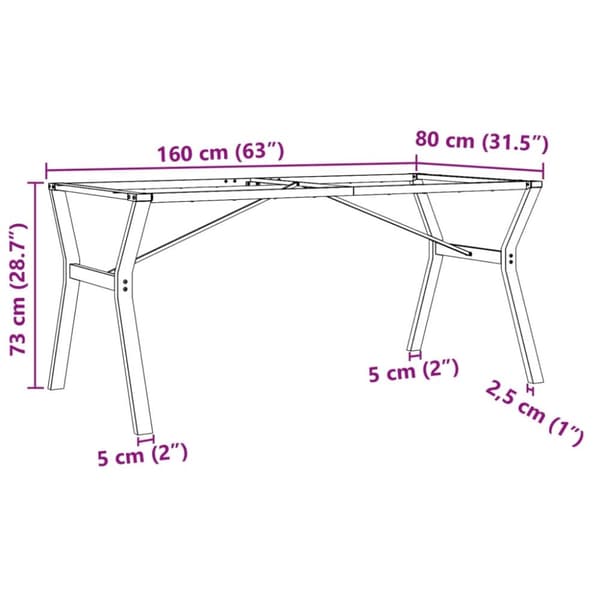 vidaXL Bordsben för matbord Y-ram 160x80x73 cm gjutjärn - Bordsben