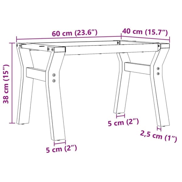 vidaXL Sohvapöydän jalat Y-muoto 60x40x38 cm valurauta - Pöydänjalat