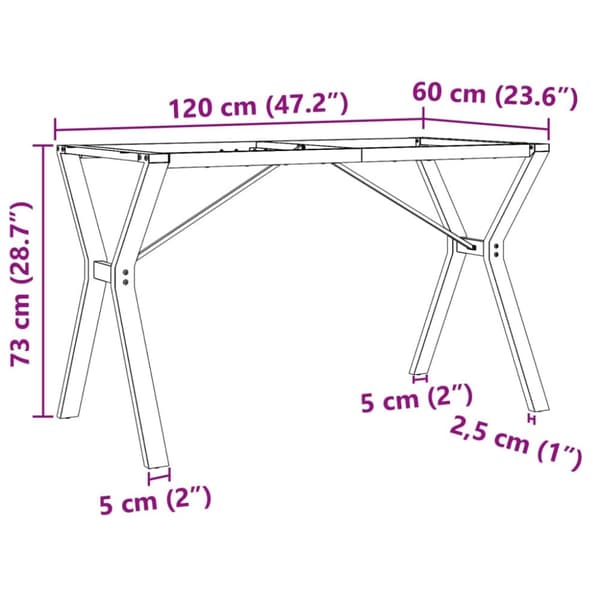 vidaXL Ruokapöydän jalat Y-muoto 120x60x73 cm valurauta -  Pöydänjalat
