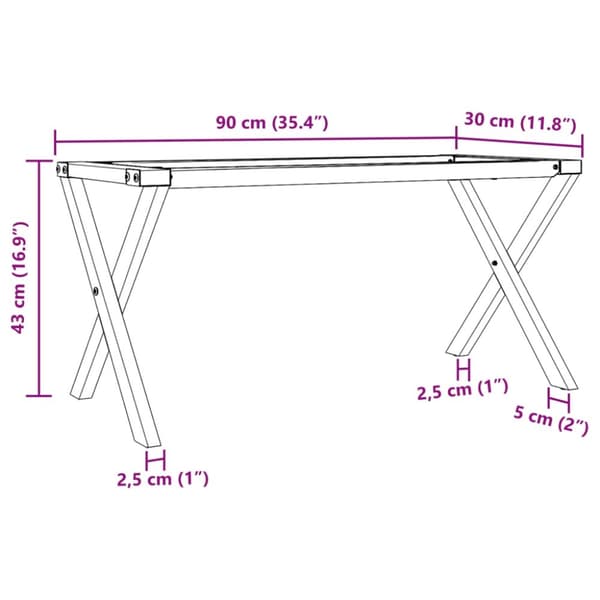 vidaXL Sohvapöydän jalat X-muoto 90x30x43 cm valurauta - Pöydänjalat