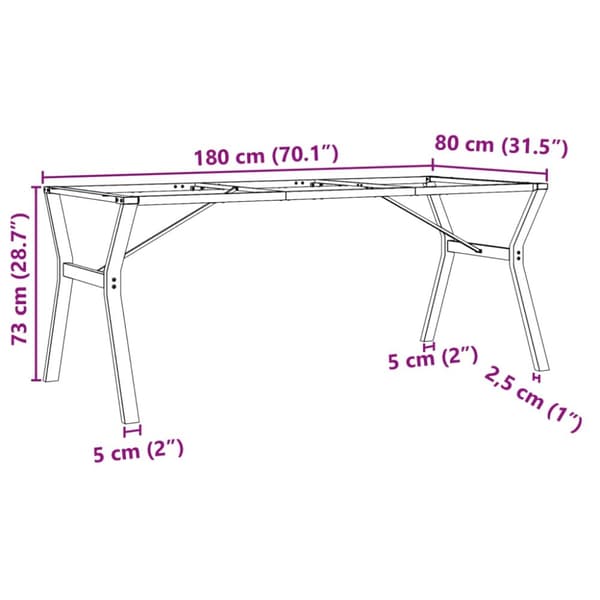 vidaXL Bordsben för matbord Y-ram 180x80x73 cm gjutjärn - Bordsben