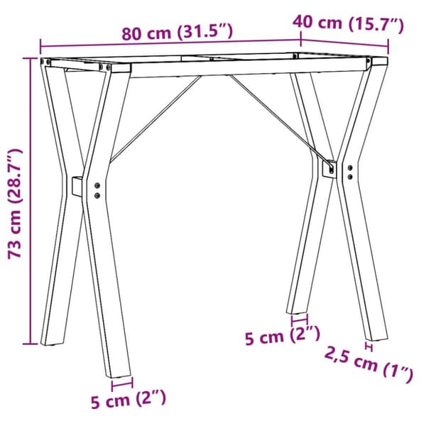 vidaXL bordben til spisebord 80x40x73 cm Y-stel støbejern - Bordben