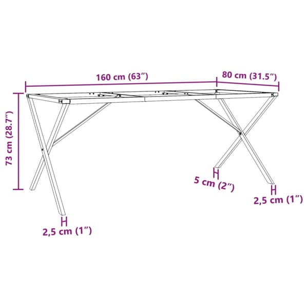 vidaXL Ruokapöydän jalat X-muoto 160x80x73 cm valurauta -  Pöydänjalat