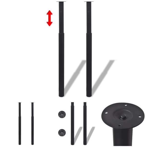 The Living Store Justerbara bordsben 2 st 710 mm-1100 mm svart -  Bordsben