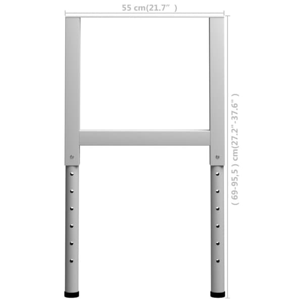 The Living Store Ramar till arbetsbänk 2 st metall 55x(69-95,5) cm grå -  Bordsben
