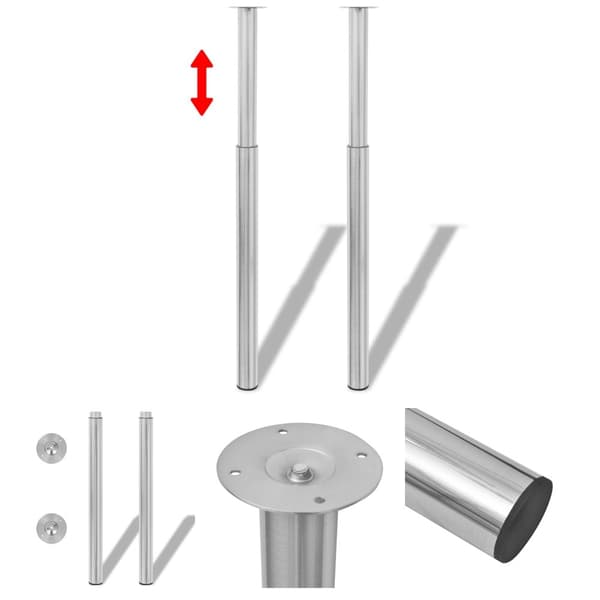 2 Teleskopiska bordsben i borstad nickel 710 mm-1100 mm -  Bordsben