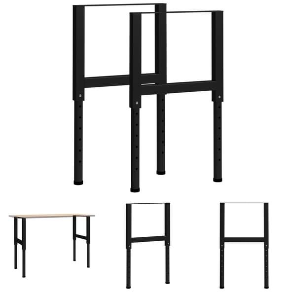 The Living Store stel til arbejdsbænk 2 stk. 55x(69-95,5) cm metal sort -  Bordben