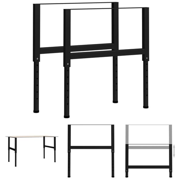 The Living Store stel til arbejdsbænk 2 stk. 85x(69-95,5) cm metal sort -  Bordben