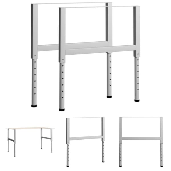 The Living Store stel til arbejdsbænk 2 stk. 85x(69-95,5) cm metal grå -  Bordben